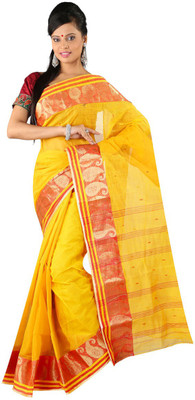 

Hawai Self Design Tant Handloom Cotton Saree(Yellow)