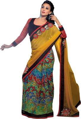 

Lovelylook Printed Daily Wear Georgette Saree(Yellow, Multicolor), Yellow & multi