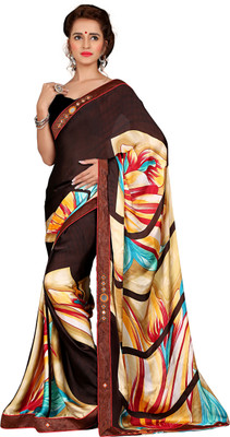 

Khoobee Self Design, Printed Fashion Satin, Georgette Saree(Brown, Black, Multicolor), Black;brown;multicolor