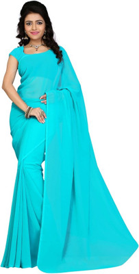 

Surupta Solid Fashion Georgette Saree(Blue), Firozi