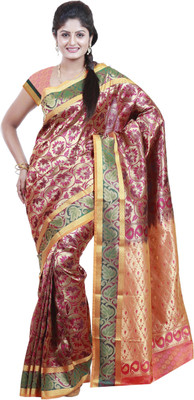 

Mimosa Woven Kanjivaram Art Silk Saree(Pink), Rani