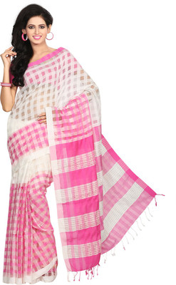 

Crochetin Self Design Fashion Handloom Silk, Cotton Saree(Pink, White)