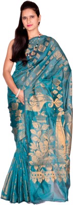 

Chandrakala Self Design Banarasi Cotton Saree(Blue), Cyan