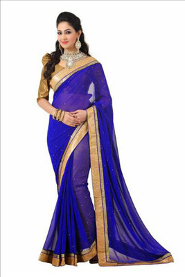 

Reya Solid Fashion Georgette Saree(Blue), Multicolor