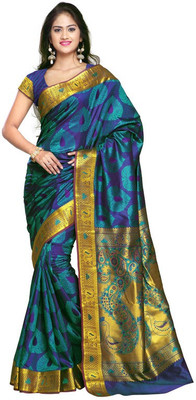 

Lovely Look Printed Daily Wear Art Silk Saree(Blue, Green), Blue & sea green