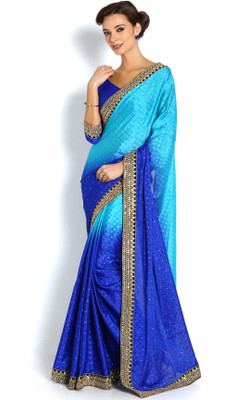 

Soch Embroidered Fashion Crepe Saree(Blue), Sky blue