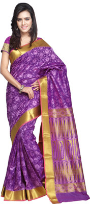 

Varkala Silk Sarees Woven Kanjivaram Silk Saree(Purple), Levender