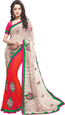 

Saara Floral Print, Self Design Daily Wear Georgette Saree(Orange)