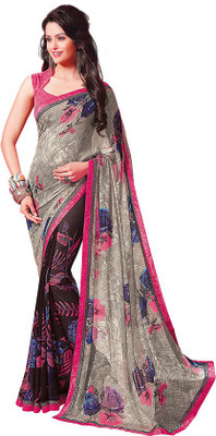

PSHOPEE Floral Print Fashion Chiffon Saree(Grey)