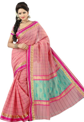 

Mimosa Woven Banarasi Handloom Cotton Saree(Pink), Light pink