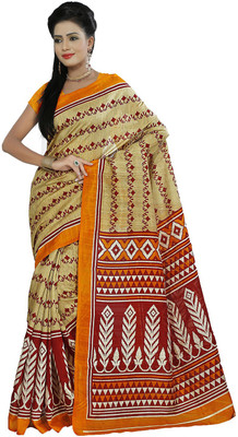 

Ishin Printed Fashion Art Silk Saree(Beige), Beige;yellow