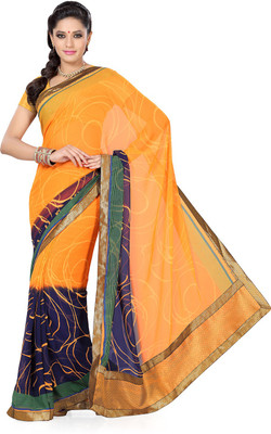 

Ishin Printed Fashion Georgette Saree(Yellow, Blue)