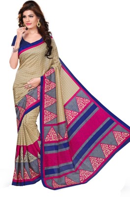 

Urban Vastra Floral Print Fashion Raw Silk Saree(Beige)