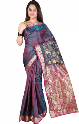 

Anushree Saree Self Design Fashion Chanderi Saree(Multicolor), Blue