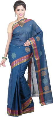 

Goodway Striped Madurai Cotton Saree(Blue), Dark green