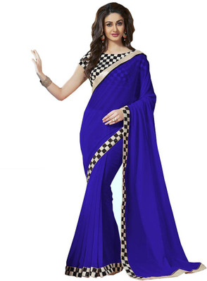 K.C Self Design Bollywood Georgette Saree(Blue)