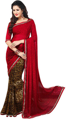 

PSHOPEE Printed Fashion Chiffon Saree(Red)