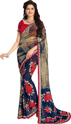 

Saara Printed Fashion Georgette Saree(Blue, Red)