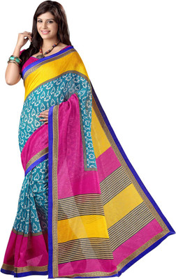 

Saara Printed Fashion Cotton Saree(Blue, Yellow)