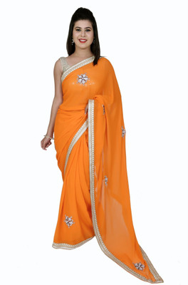 

Ellegent Solid Fashion Pure Georgette Saree(Orange)
