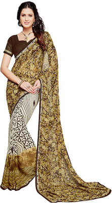 

PSHOPEE Printed Fashion Chiffon Saree(Gold)