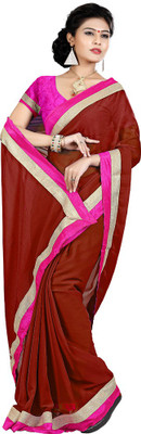 Indian Wear Online Solid Fashion Chiffon Saree(Maroon)