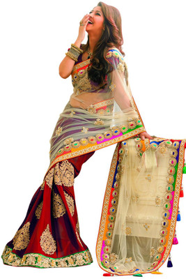 

Rightcart Embroidered Bollywood Chiffon Saree(Red)