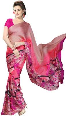 

Khoobee Self Design, Printed Fashion Georgette, Satin, Chiffon Saree(Pink, Multicolor), Multicolor;pink