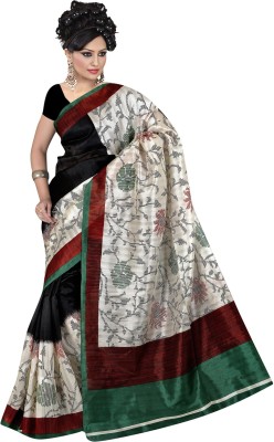 

Parisha Printed Daily Wear Art Silk Saree(Black, White)