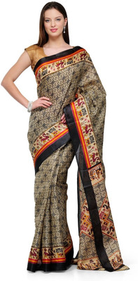 

Cenizas Printed, Animal Print Fashion Art Silk Saree(Multicolor), Black