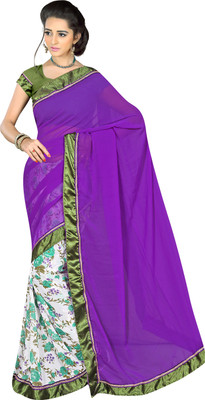 

Jiya Self Design, Printed Fashion Georgette Saree(Purple, White, Multicolor), Multicolor;purple;white