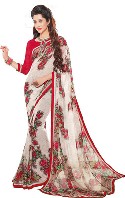 

PSHOPEE Printed Fashion Chiffon Saree(Red)