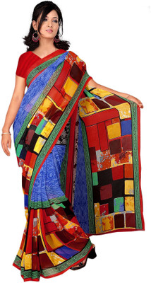 

Vardan Prints Printed Bollywood Georgette Saree(Blue, Red)