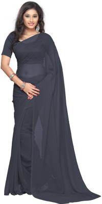 

Surupta Solid Fashion Georgette Saree(Grey), Dark grey