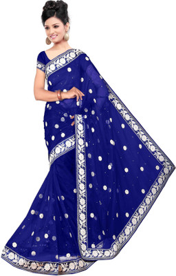 

Dancing Girl Embroidered Bollywood Net Saree(Blue)