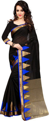 

Style U Self Design Banarasi Polycotton Saree(Blue, Black), Nevy blue and black