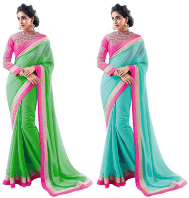 

Stylezone Self Design Fashion Chiffon Saree(Pack of 2, Multicolor)