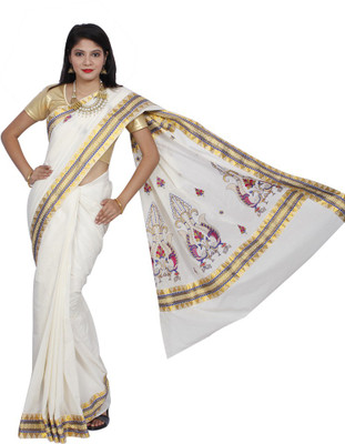 

Fashionkiosks Printed Fashion Handloom Cotton Saree(Multicolor), Cream multicolor