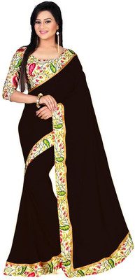 

Raag Solid Fashion Chiffon Saree(Brown)