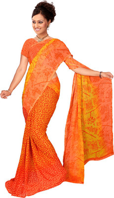

Lovelylook Printed Daily Wear Georgette Saree(Orange, Yellow)