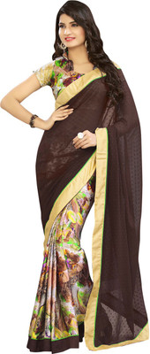 

LaazreeFashion Floral Print Rajkot Handloom Georgette Saree(Black)