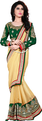 

Saara Embroidered Fashion Chiffon Saree(Beige, Green)