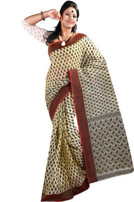 

Anushree Saree Printed Fashion Silk Saree(Multicolor), White