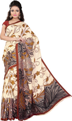 

Parisha Printed Fashion Polyester, Jacquard Saree(Beige, Maroon), Cream;maroon