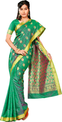 

M.S.Retail Embellished Arani Pattu Handloom Silk Saree(Green)