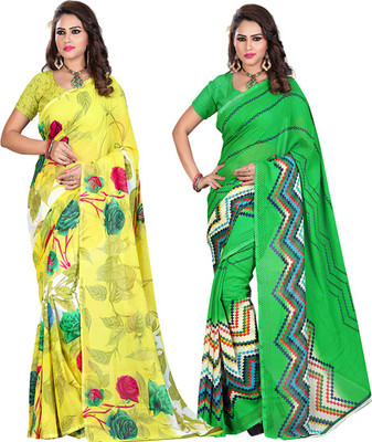 

Araja Printed Fashion Georgette Saree(Pack of 2, Yellow)