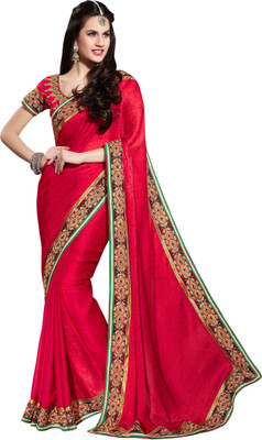 

Khushali Self Design Fashion Jacquard Saree(Red)