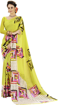 

Khoobee Self Design, Printed Fashion Georgette Saree(Yellow, Multicolor), Multicolor;yellow