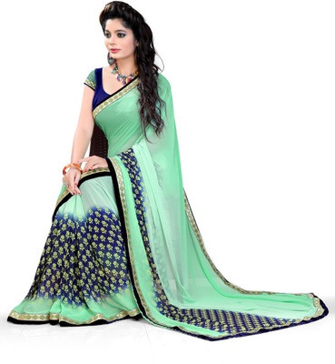 

Avaran fashion Printed Bollywood Georgette Saree(Light Green), Blue