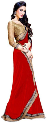 

Radhecreation Self Design Bollywood Handloom Chiffon Saree(Red)